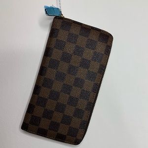 Brown Checkered Wallet
